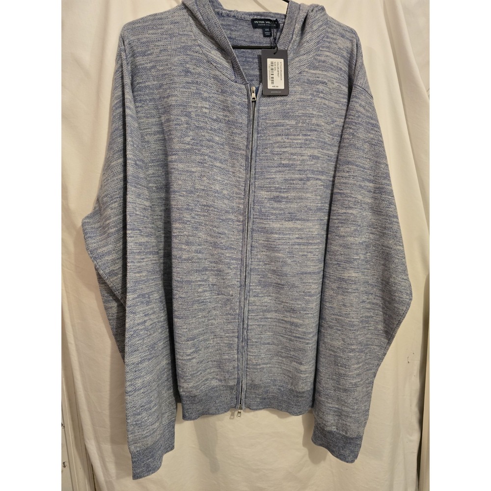 NWT $495.00 Peter Millar‎ Crown Crafted Mens Ravello FZ Hoodie Blue Frost XXL